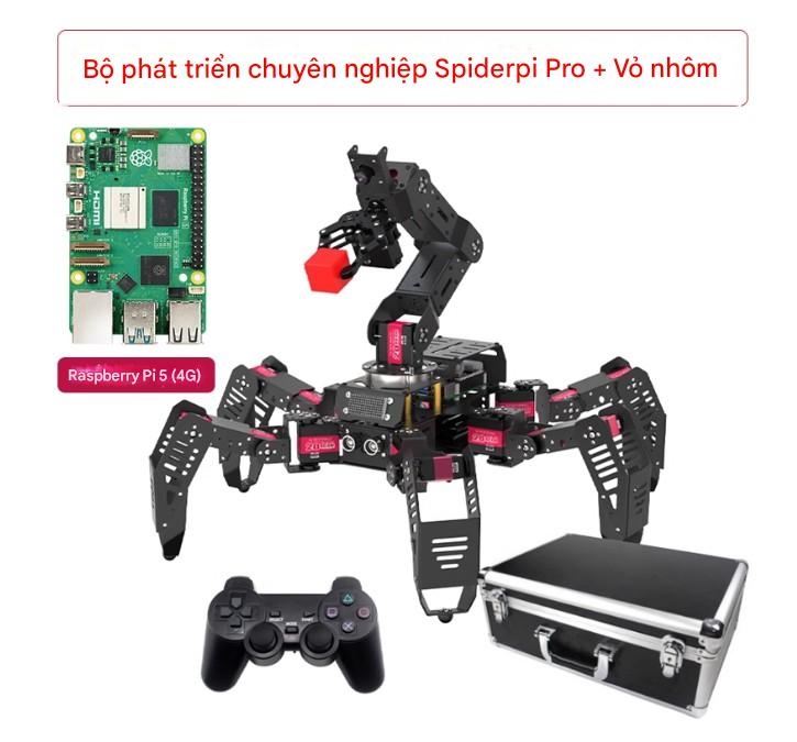 Robot Nhện Sinh Học Hexapod AI – SpiderPi Pro Nền tảng Raspberry Pi 5 • Tầm Nhìn Máy Tính • Lập Trình Python & ROS