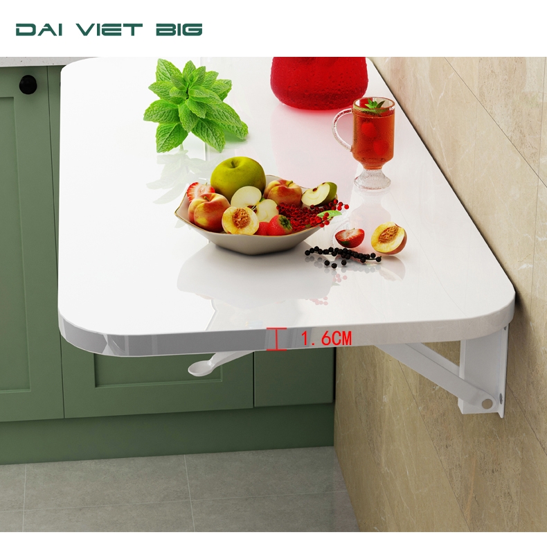 Bàn Gập 90° đa năng gắn tường, giá đỡ sơn tĩnh điện, đầy đủ phụ kiện keo và ốc vít treo tường chịu tải 50kg