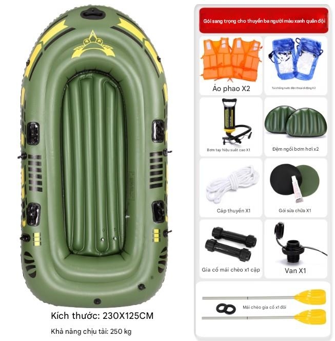 Thuyền hơi cao su dày thuyền bơm hơi 2/3/4 người kayak đệm khí chống mài mòn thuyền câu cá thuyền cứu sinh