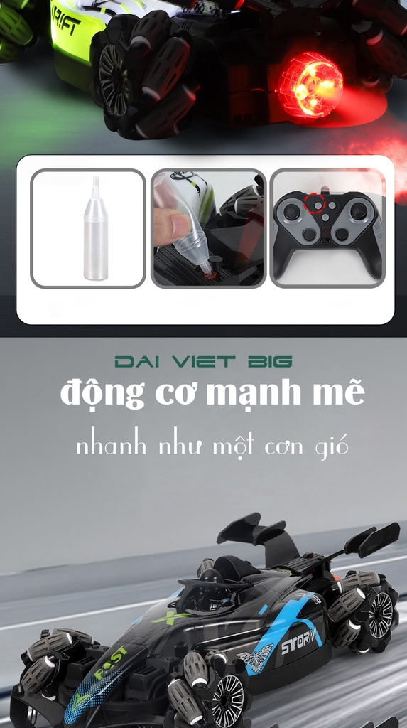 Ô tô điều khiển từ xa - xe đua f1 điều khiển từ xa bằng cử động tay và tay cầm xoay 360 độ có nhạc và đèn cao cấp
