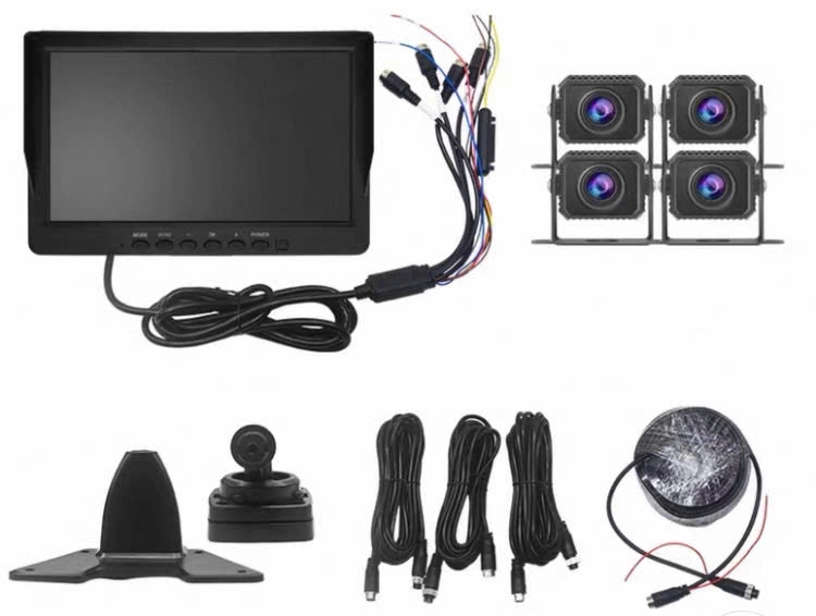 Máy ghi hình lái xe tải 12v, 24v [Sáu hướng] Màn hình cảm ứng siêu nét 10 inch + cảnh báo điểm mù