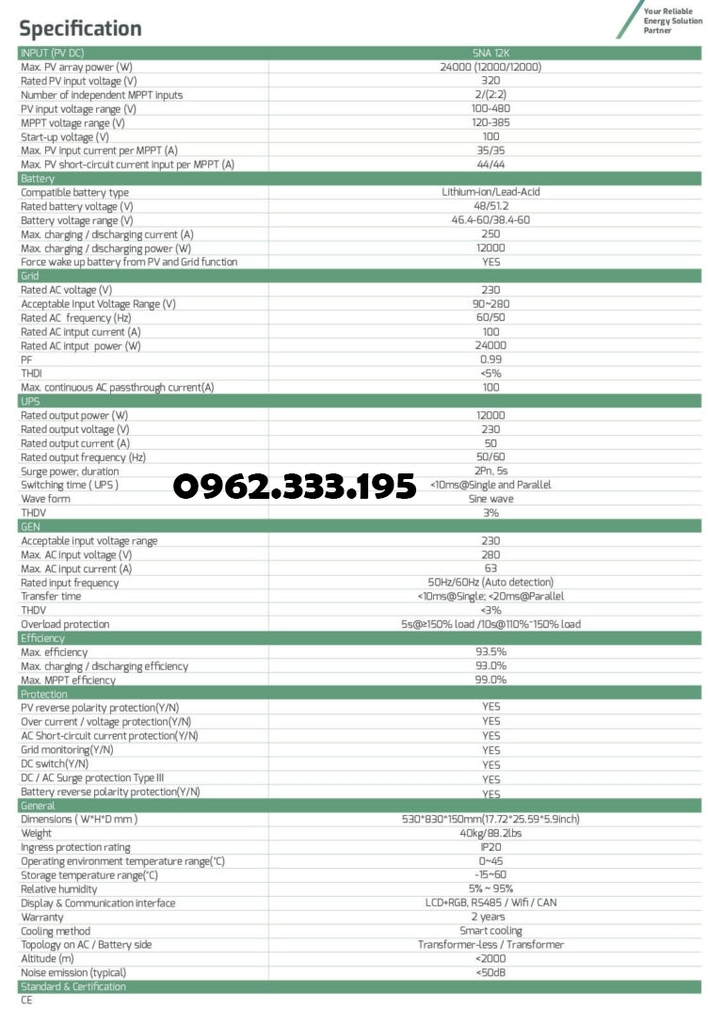 Biến tần Luxpower SNA 12kW