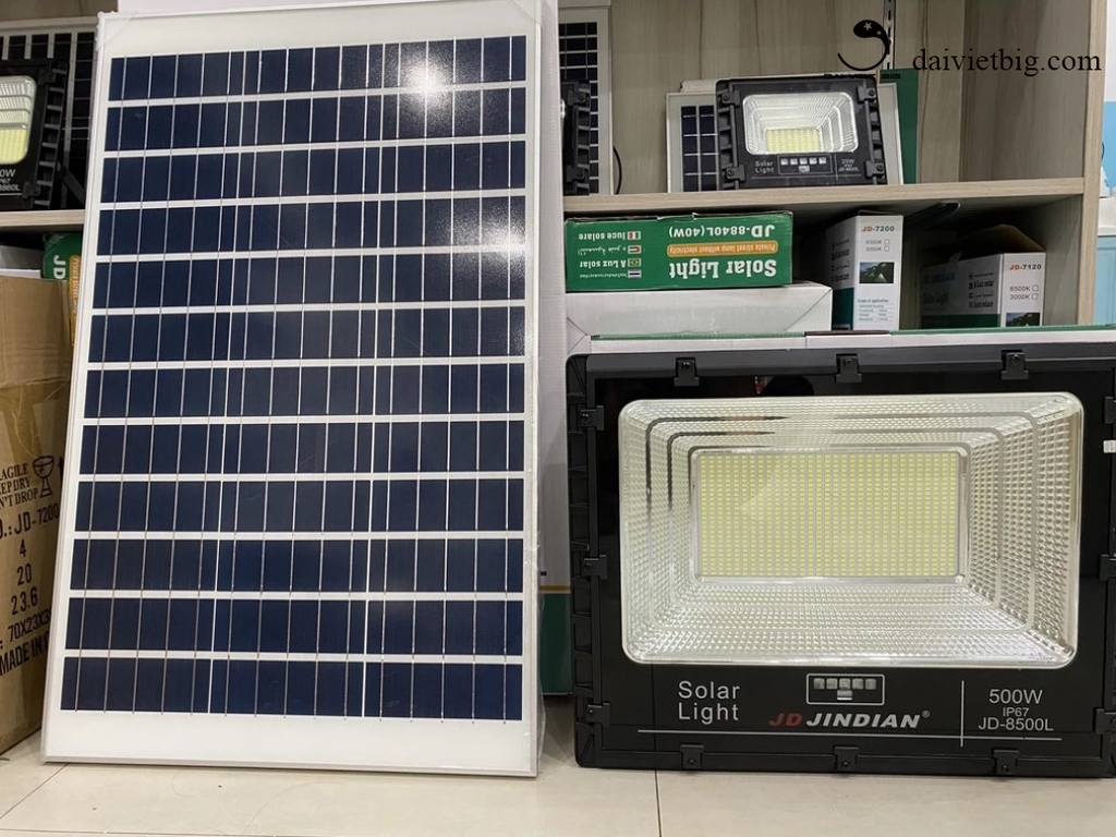 Đèn Năng Lượng Mặt Trời, Đèn Pha JinDian JD-8500L Công Suất 500W - Mẫu Mới 2022, Khung Nhôm, Chip Led 
