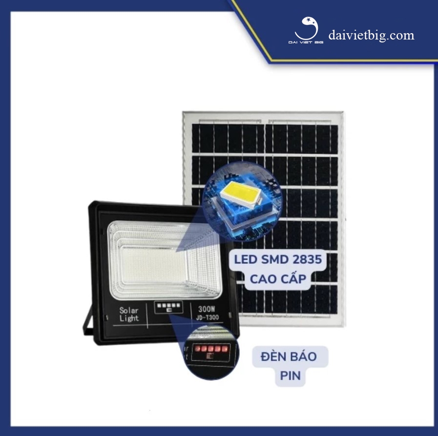 Đèn năng lượng mặt trời 300w JD-T300 JINDIAN - Khung Nhựa ABS - BH 1 năm
