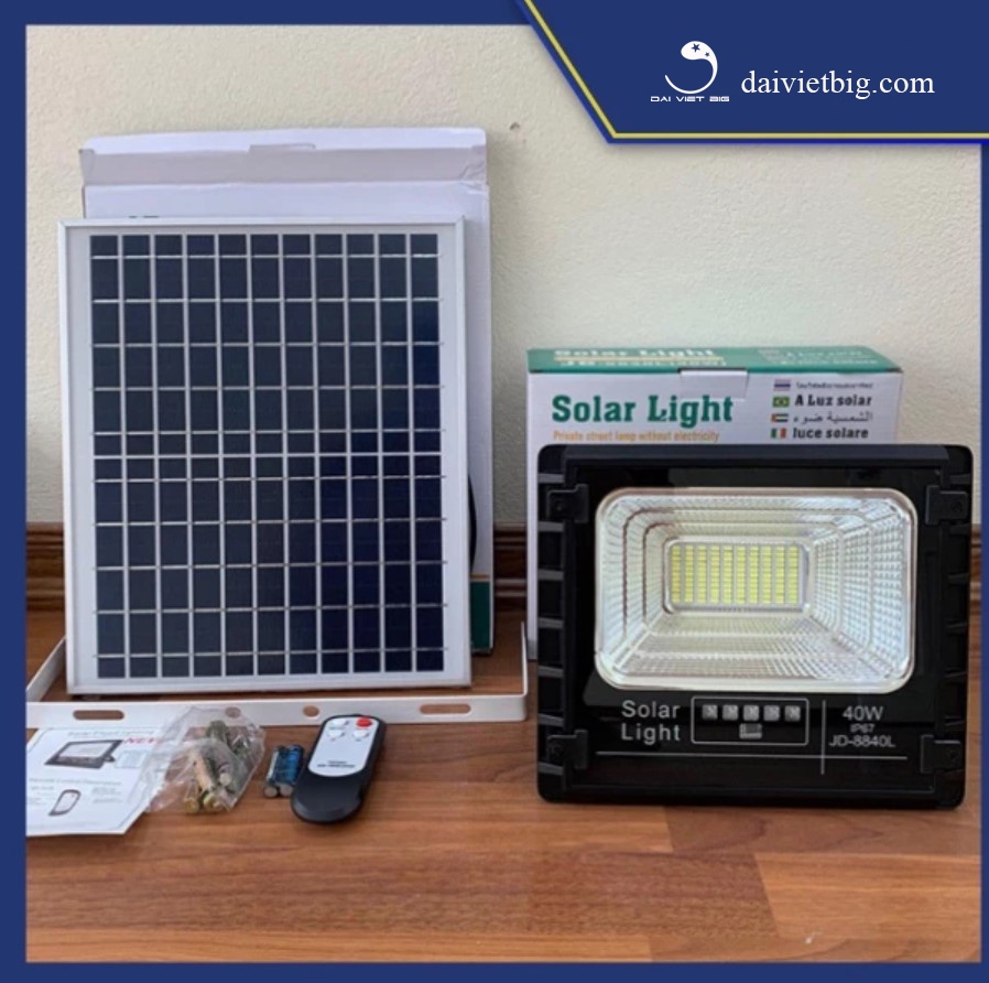 Đèn Năng Lượng Mặt Trời, Đèn Pha JinDian JD-8840L Công Suất 40W - Mẫu Mới 2020, Khung Nhôm, Chip Led 