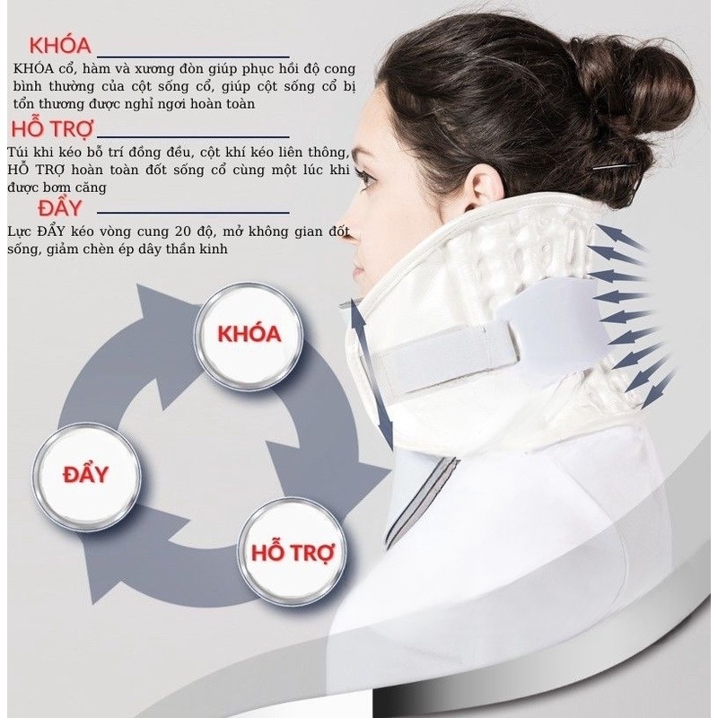 Đai Hơi Cổ - Đai Hơi Kéo Giãn Cột Sống Cổ, Định Hình Tư Thế Vùng Cổ, Phục Hồi Chức Năng Sau Chấn Thương, Hỗ Trợ Giảm Đau