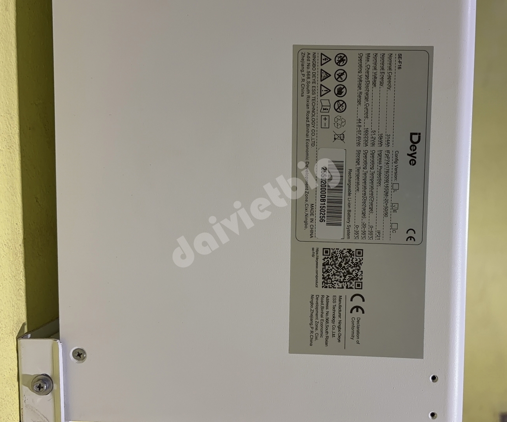 Pin lưu trữ DEYE 16kWh | Pin lithium DEYE SE-F16 51.2V-314Ah
