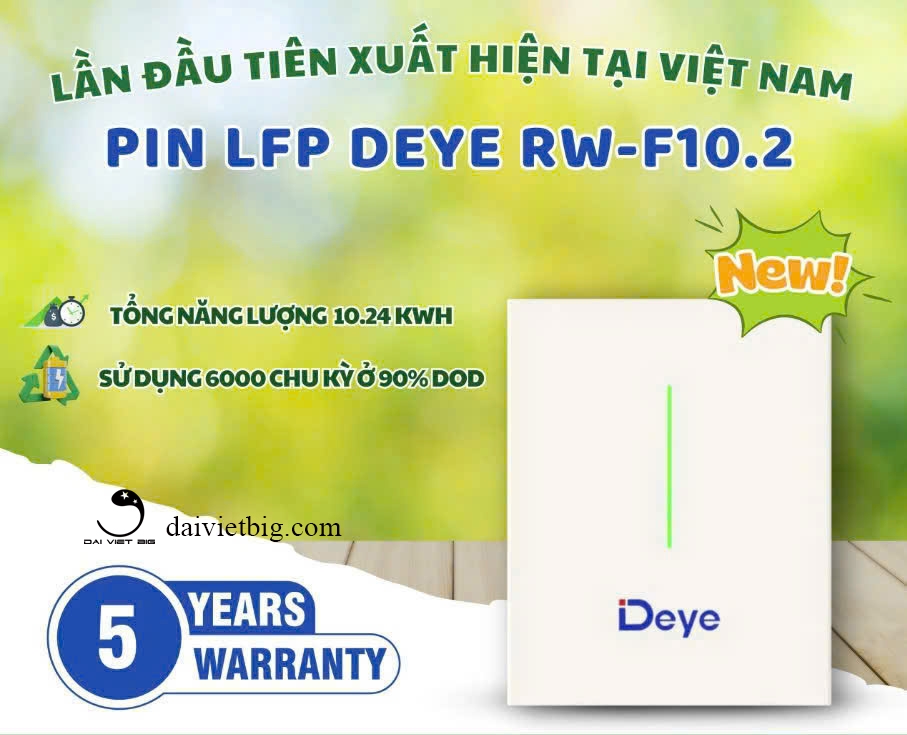 Pin Lithium DEYE 51,2V-200Ah, Deye Ess RW-F10.2 chính hãng BH 5 năm