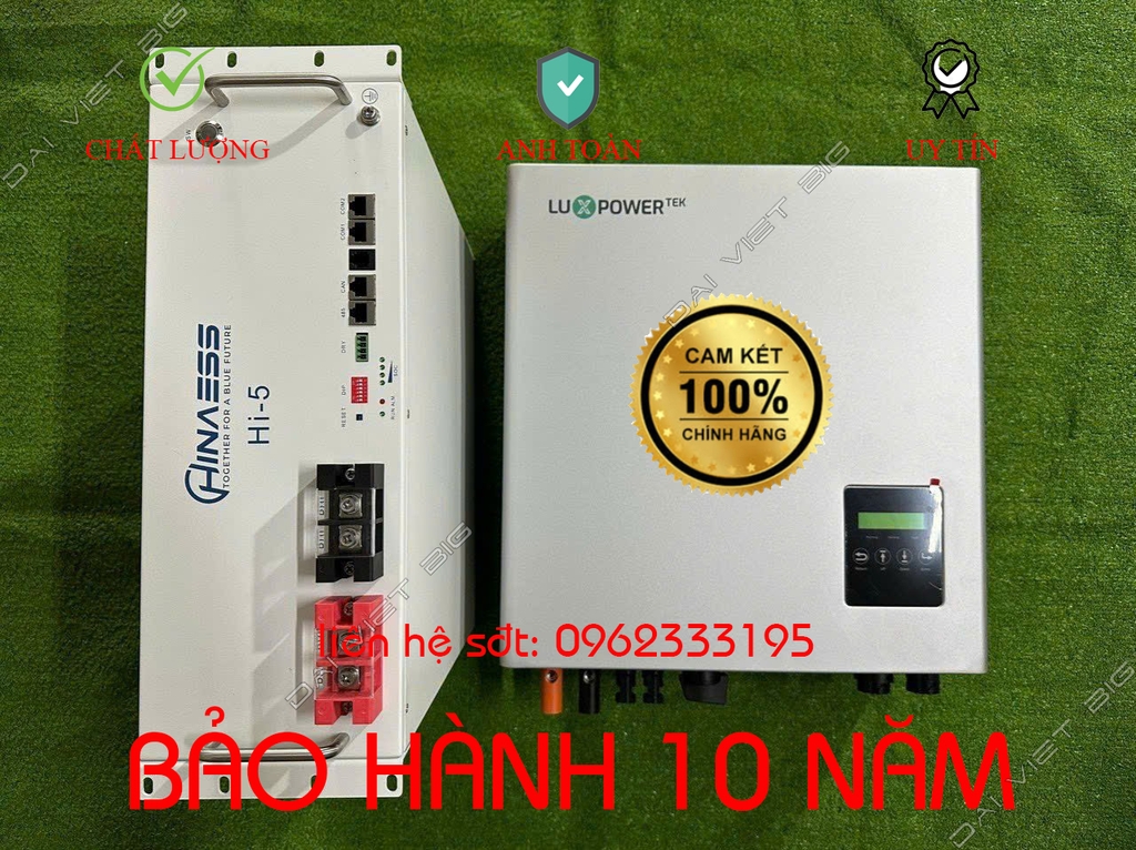 Pin Lithium Hinaess 51.2V-100Ah có giao tiếp bảo hành 10 năm với inverter luxpower