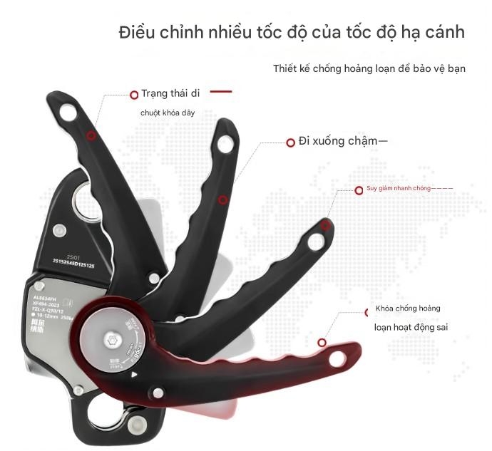 Thiết bị đu dây bảo vệ chống va chạm ngoài trời leo núi, thám hiểm hang động, chống hoảng loạn Alnas Shield