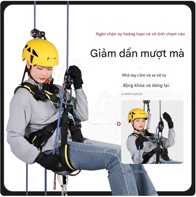 Thiết bị đu dây bảo vệ chống va chạm ngoài trời leo núi, thám hiểm hang động, chống hoảng loạn Alnas Shield