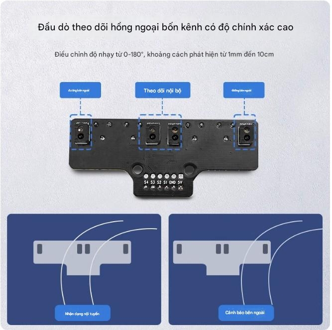 Cảm biến theo dõi vạch 4 chiều Huaner theo dõi hồng ngoại và tránh chướng ngại vật robot nhận dạng bốn chiều mô-đun theo dõi vạch xe thông minh