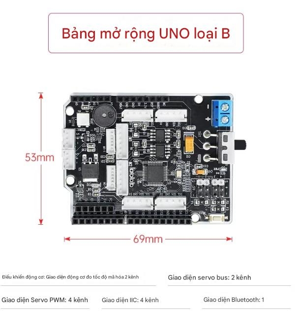 Bo mạch mở rộng đa chức năng Huaner Arduino UNO, bo mạch phát triển robot, xe hơi, Bluetooth, mạch điều khiển động cơ servo.