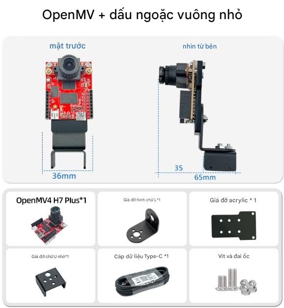 Mô-đun camera thị giác thông minh OpenMV4 H7Plus mã nguồn mở, theo dõi gimbal, cánh tay robot, lập trình Python.