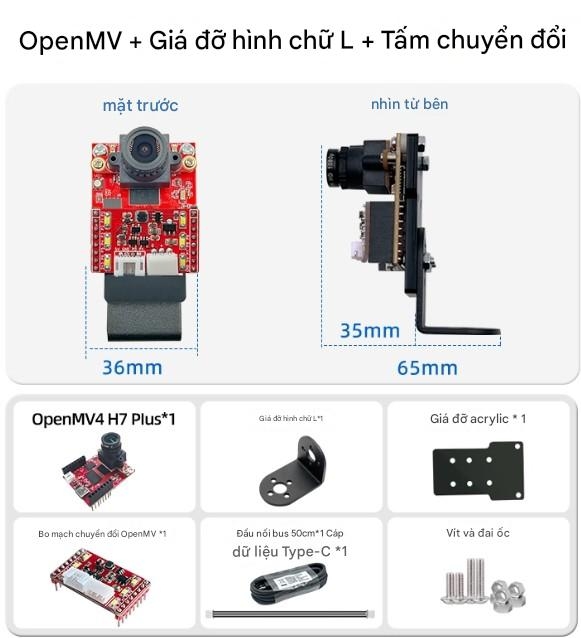 Mô-đun camera thị giác thông minh OpenMV4 H7Plus mã nguồn mở, theo dõi gimbal, cánh tay robot, lập trình Python.