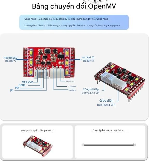 Mô-đun camera thị giác thông minh OpenMV4 H7Plus mã nguồn mở, theo dõi gimbal, cánh tay robot, lập trình Python.