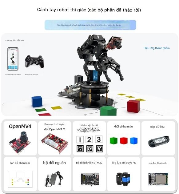 Mô-đun camera thị giác thông minh OpenMV4 H7Plus mã nguồn mở, theo dõi gimbal, cánh tay robot, lập trình Python.