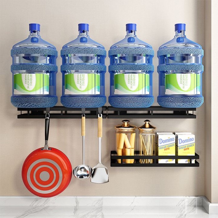 Kệ đựng gia vị - Sơn 3 lớp sang trọng - Kèm 2 móc - 2 miếng DÁN NHỰA siêu dính Tải trọng 5kg