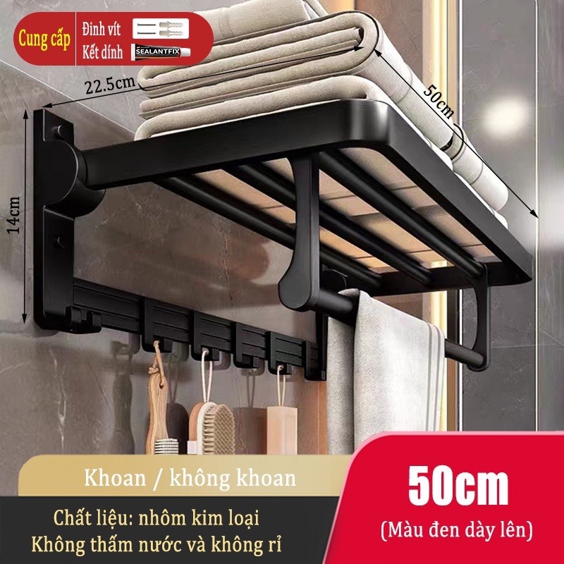 Giá treo khăn/ cọ trang điểm ĐAIVIETBIG gắn tường gấp gọn tiện lợi