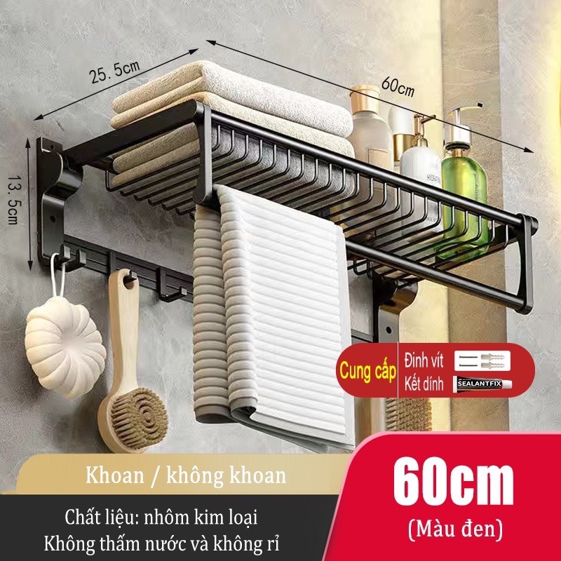 Giá treo khăn/ cọ trang điểm ĐAIVIETBIG gắn tường gấp gọn tiện lợi