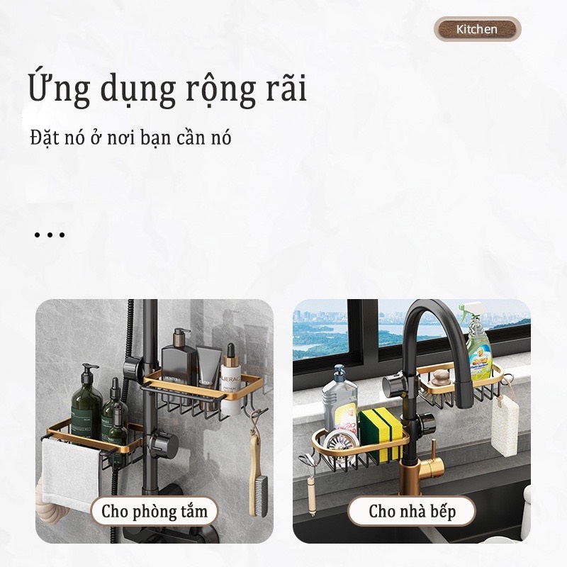 Giá đỡ ĐAIVIETBIG bằng nhôm gắn bồn rửa chén đựng đồ dùng tiện lợi cho nhà bếp