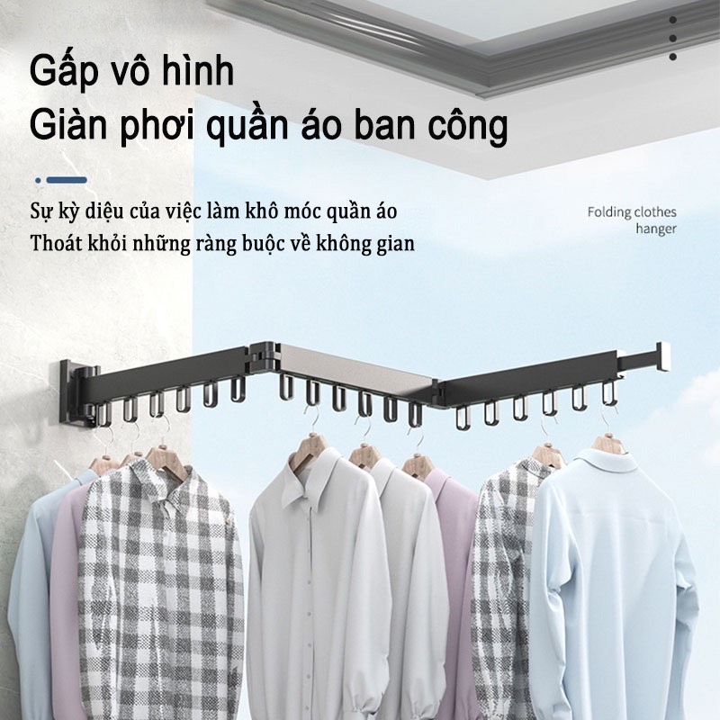 ĐAIVIETBIG Móc Phơi Đồ Vô Hình Gắn Tường Không Cần Khoan Có Thể Gấp Gọn