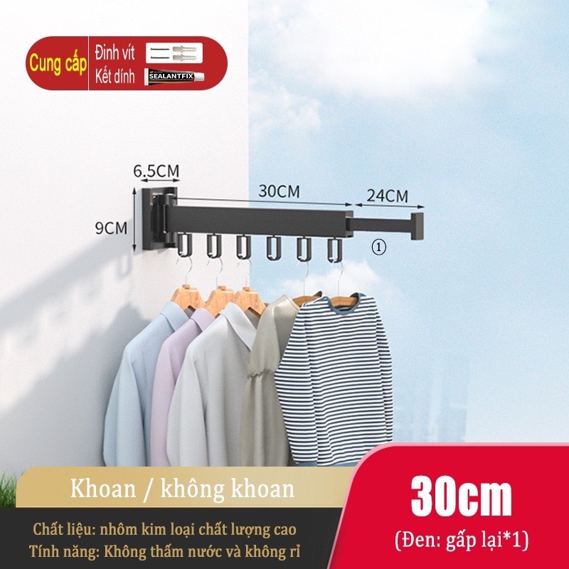 ĐAIVIETBIG Móc Phơi Đồ Vô Hình Gắn Tường Không Cần Khoan Có Thể Gấp Gọn