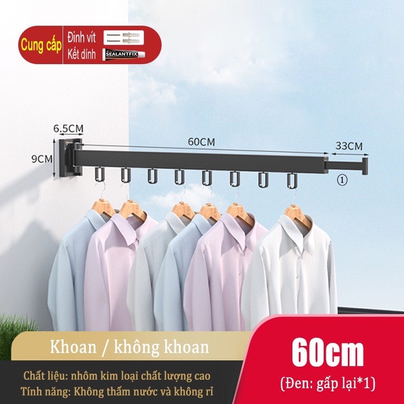 ĐAIVIETBIG Móc Phơi Đồ Vô Hình Gắn Tường Không Cần Khoan Có Thể Gấp Gọn