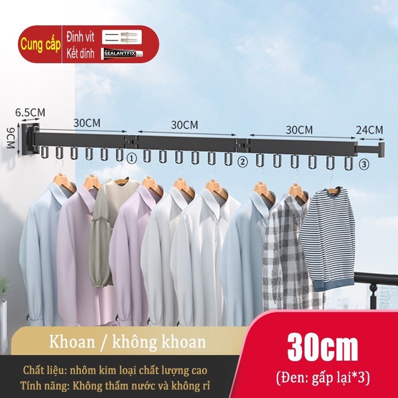 ĐAIVIETBIG Móc Phơi Đồ Vô Hình Gắn Tường Không Cần Khoan Có Thể Gấp Gọn