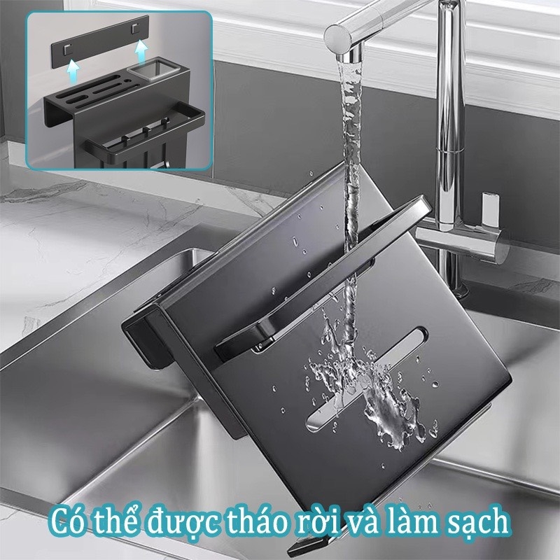 Giá giữ đồ dùng nhà bếp ĐAIVIETBIG gắn tường bằng thép không gỉ có móc treo không cần khoan lỗ dành cho dao muỗng đũa