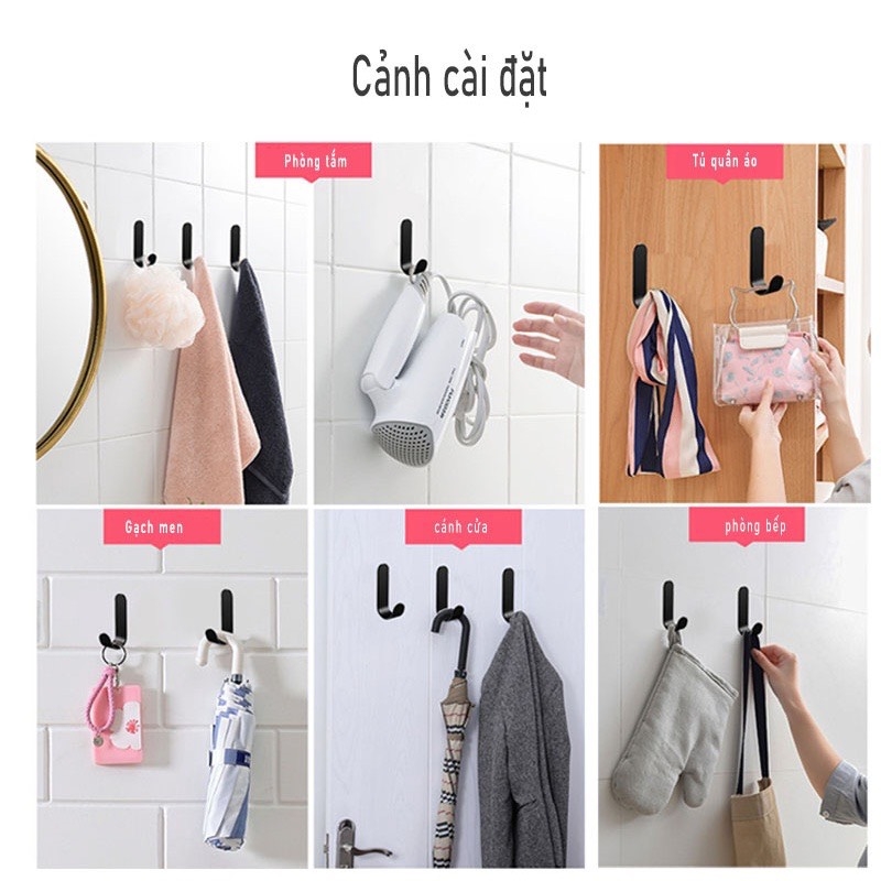 Móc treo đồ gắn tườn bằng kim loại 3m không cần khoan tiện dụng đa năng