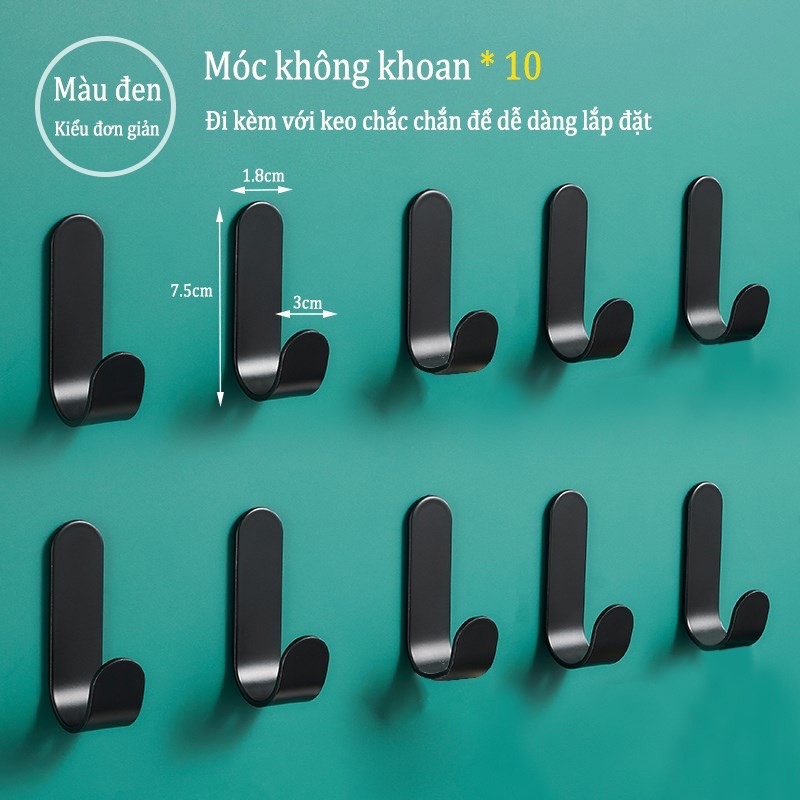 Móc treo đồ gắn tườn bằng kim loại 3m không cần khoan tiện dụng đa năng