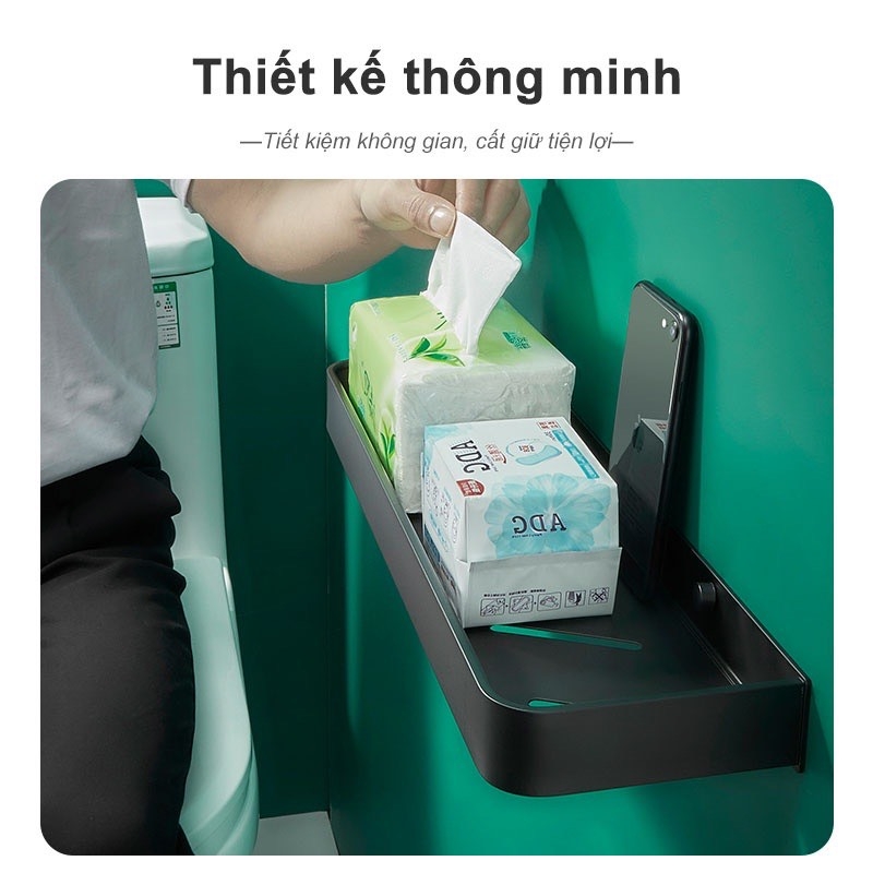 Kệ đựng đồ dùng treo tường gắn phòng tắm không cần lắp khoan lỗ tiện lợi