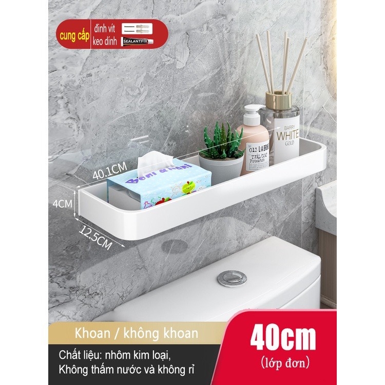 Kệ đựng đồ dùng treo tường gắn phòng tắm không cần lắp khoan lỗ tiện lợi