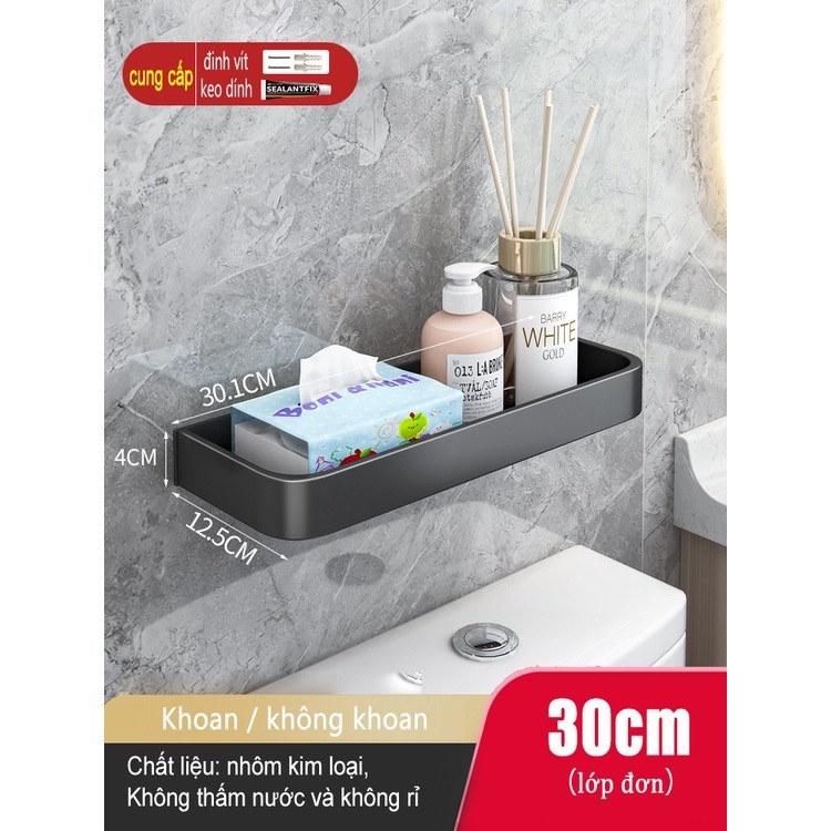Kệ đựng đồ dùng treo tường gắn phòng tắm không cần lắp khoan lỗ tiện lợi