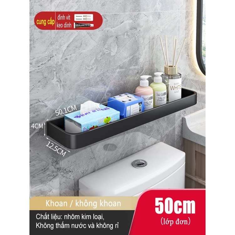 Kệ đựng đồ dùng treo tường gắn phòng tắm không cần lắp khoan lỗ tiện lợi