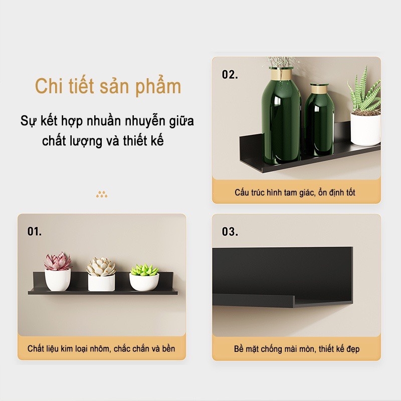 Kệ đựng đồ dùng gắn tường không cần khoan tiện dụng cho phòng khách/ phòng ngủ