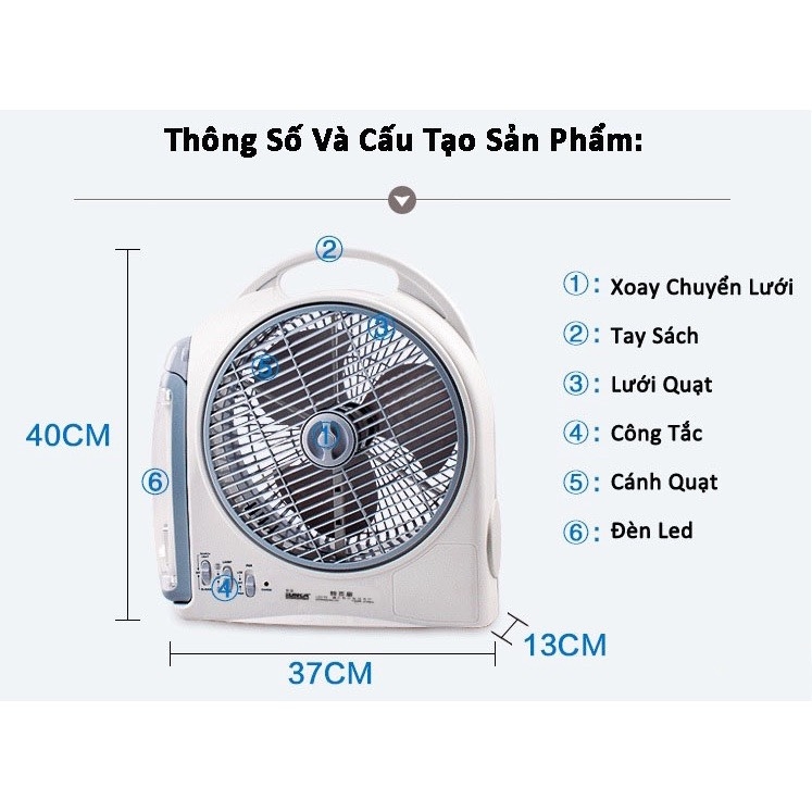 Quạt Tích Điện SUNCA FS-299AL 1 hoặc 2 Ắc Quy