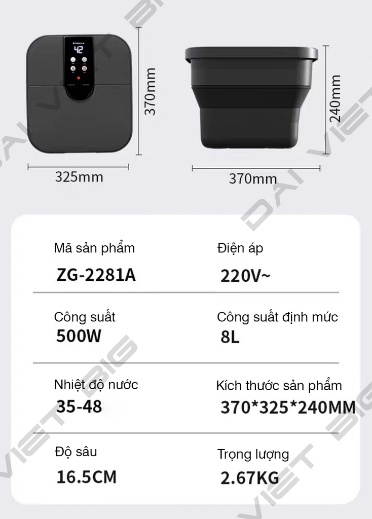 Máy ngâm chân massage Chigo, chân gấp gọn tự động làm nóng An Toàn