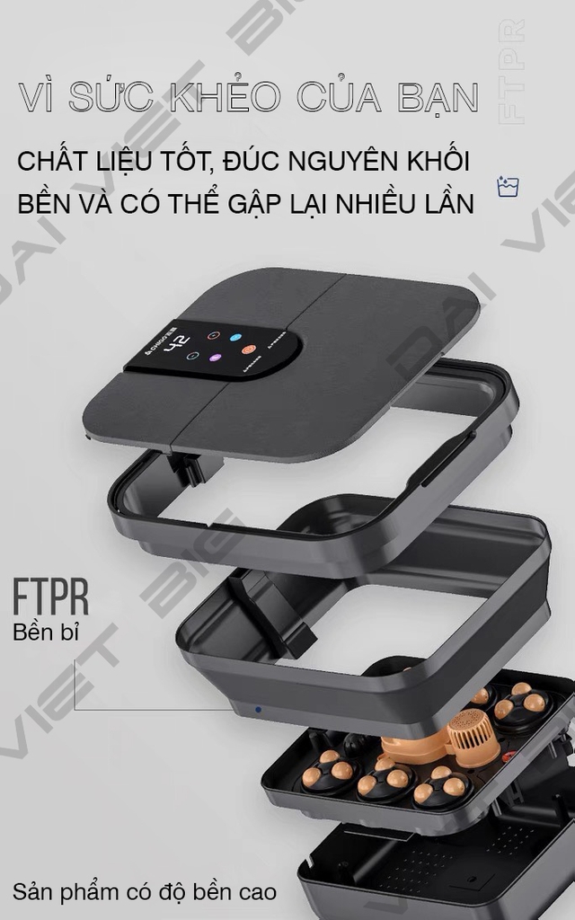 Máy ngâm chân massage Chigo, chân gấp gọn tự động làm nóng An Toàn