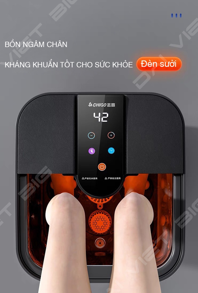 Máy ngâm chân massage Chigo, chân gấp gọn tự động làm nóng An Toàn
