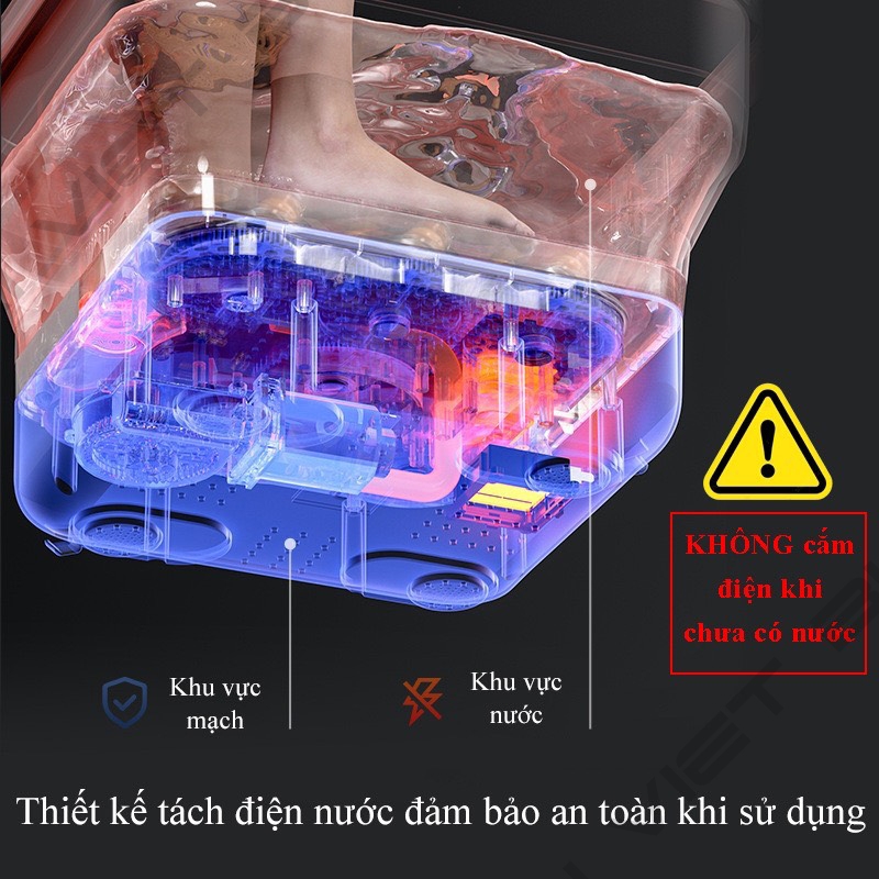 Máy ngâm chân massage Chigo, chân gấp gọn tự động làm nóng An Toàn