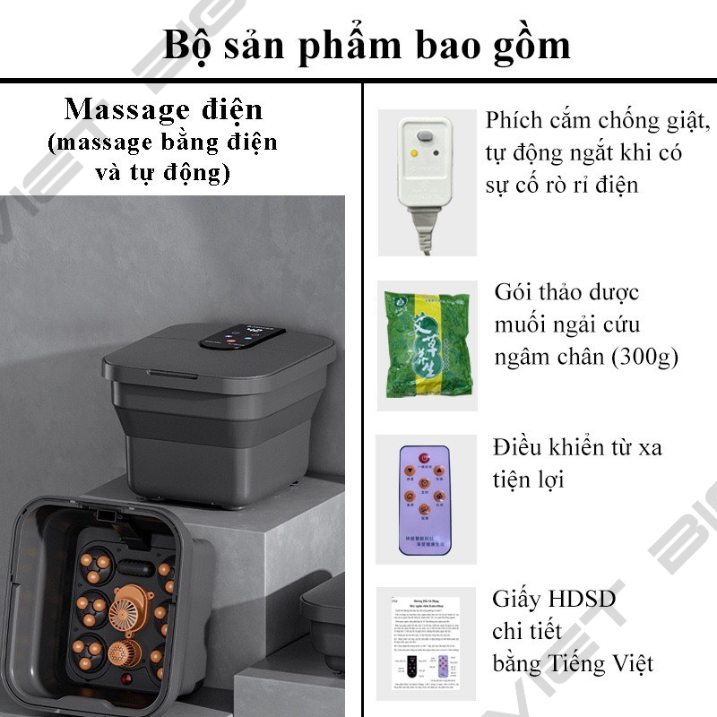 Máy ngâm chân massage Chigo, chân gấp gọn tự động làm nóng An Toàn