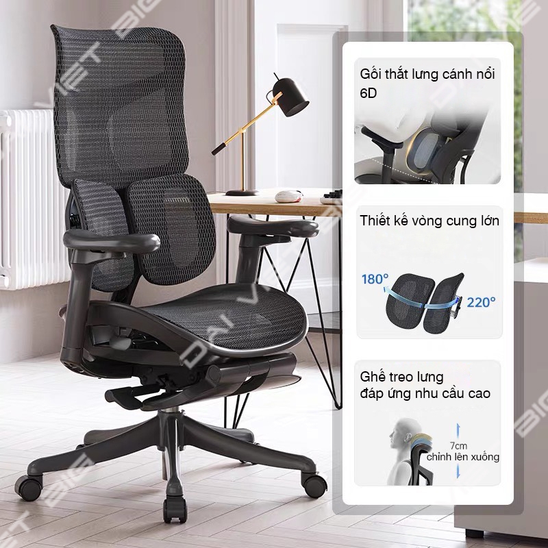 Ghế công thái học ergonomic Sihoo Doro S100 tặng kèm gác chân cao cấp, bảo hành 3 năm
