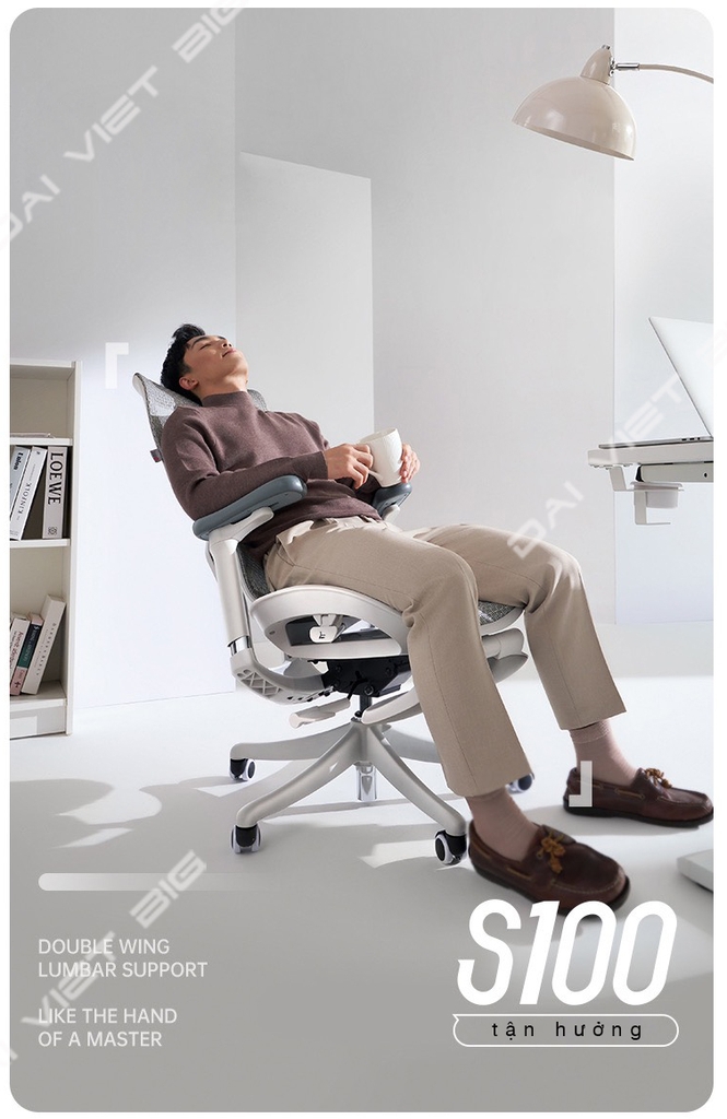 Ghế công thái học ergonomic Sihoo Doro S100 tặng kèm gác chân cao cấp, bảo hành 3 năm