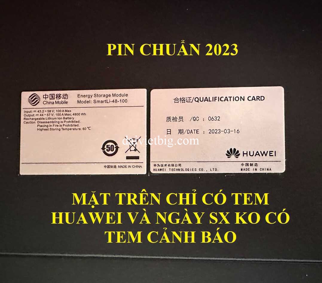 PIN LƯU TRỮ HUAWEI 48V 100AH 4000 CYCLE 2024 CHÍNH HÃNG
