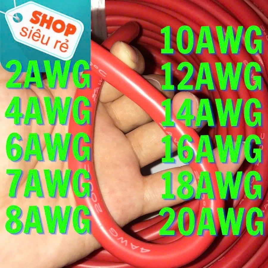 CẶP DÂY ĐIỆN SILICON MÀU ĐỎ + ĐEN 2AWG 35 MM2, DÀI 1,2 MÉT, SIÊU MỀM, CHỊU NHIỆT 200 ĐỘ C