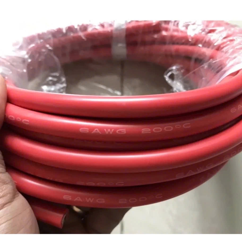 CẶP DÂY ĐIỆN SILICON MÀU ĐỎ + ĐEN 2AWG 35 MM2, DÀI 1,2 MÉT, SIÊU MỀM, CHỊU NHIỆT 200 ĐỘ C