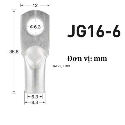Đầu Cos Loại 1 Cực dày bằng đồng JG / SC mạ chống oxi hóa nhiều kích cỡ, cos tròn trần, cos dây điện
