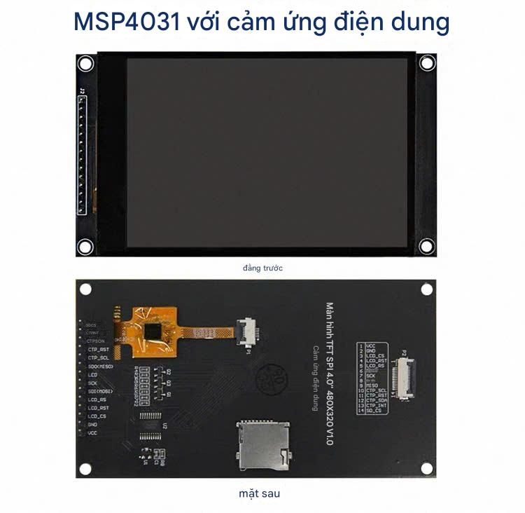 Mô-đun hiển thị màn hình cảm ứng điện dung TFT LCD cổng nối tiếp SPI 4.0 inch 320*480 hỗ trợ Arduino